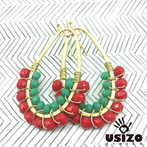 Drop Earrings Half Beaded