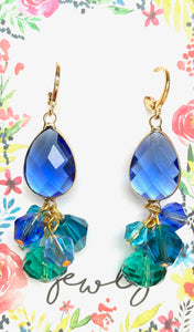 Jewlz Teardrop Royal Blue Crystal Earrings