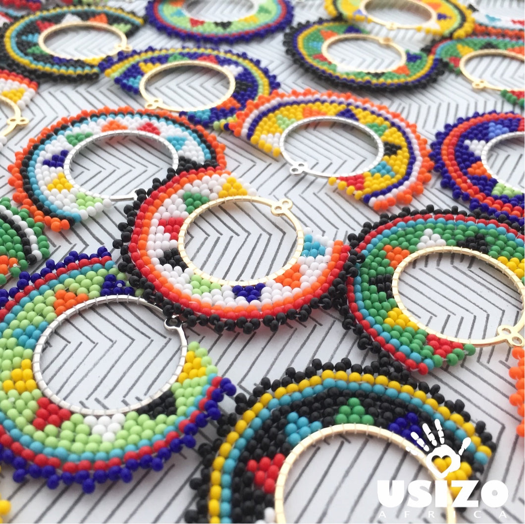 Zulu Beaded Half Circle Earrings