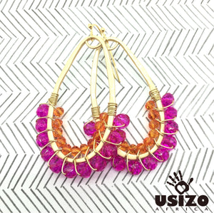 Drop Earrings Half Beaded