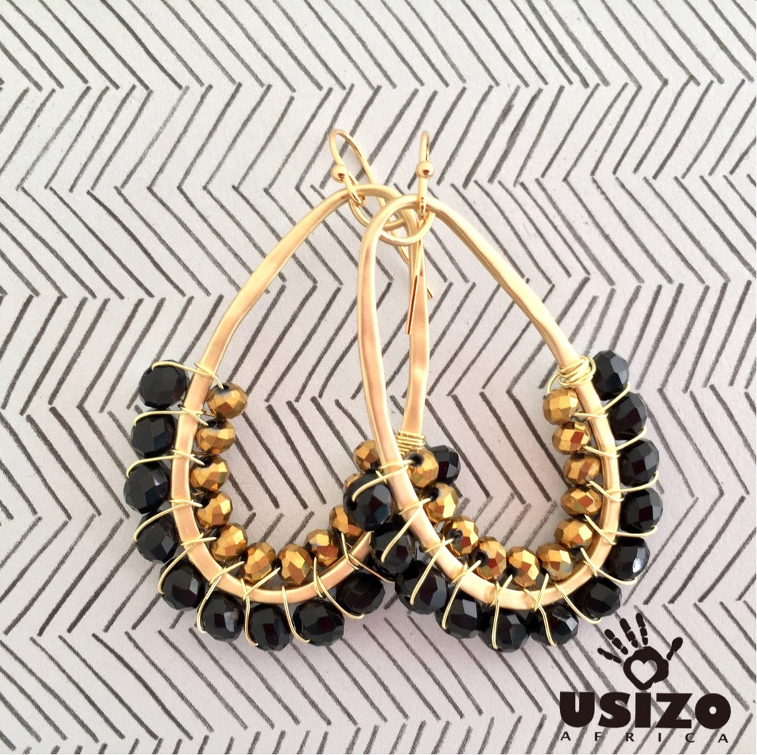 Drop Earrings Half Beaded