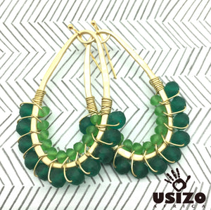 Drop Earrings Half Beaded