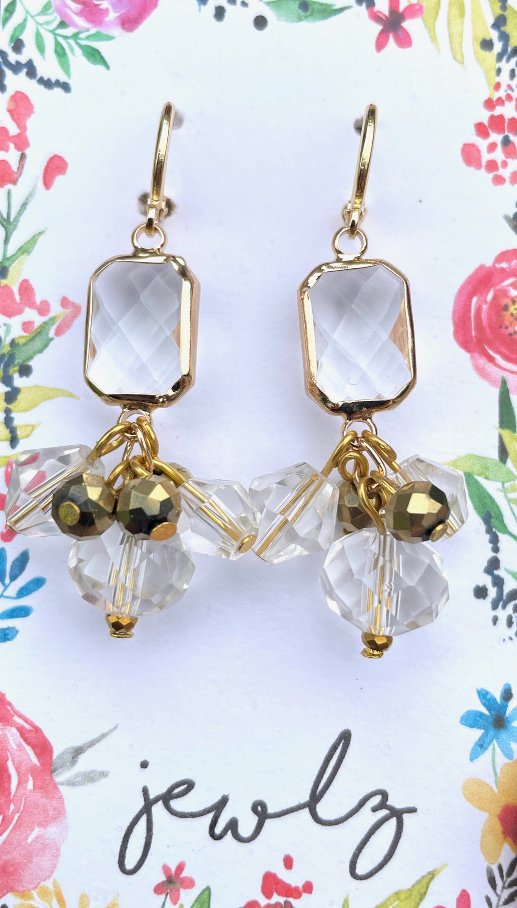 Jewlz Oblong Clear Crystal Earrings