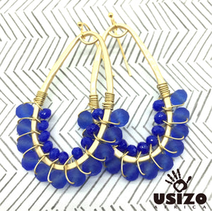 Drop Earrings Half Beaded