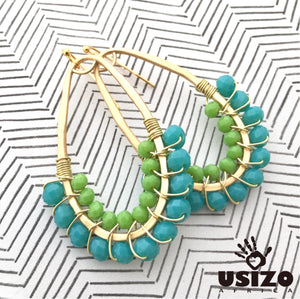 Drop Earrings Half Beaded