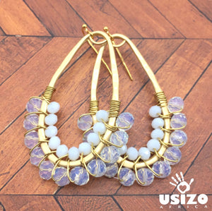 Drop Earrings Half Beaded