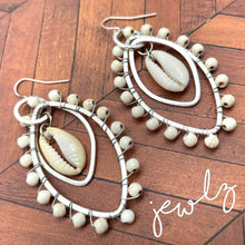 Load image into Gallery viewer, Ivory Cowrie Marquise Earrings