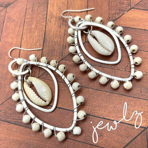 Ivory Cowrie Marquise Earrings