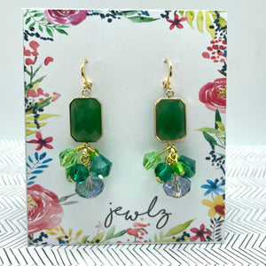 Jewlz Oblong Jade Crystal Earrings