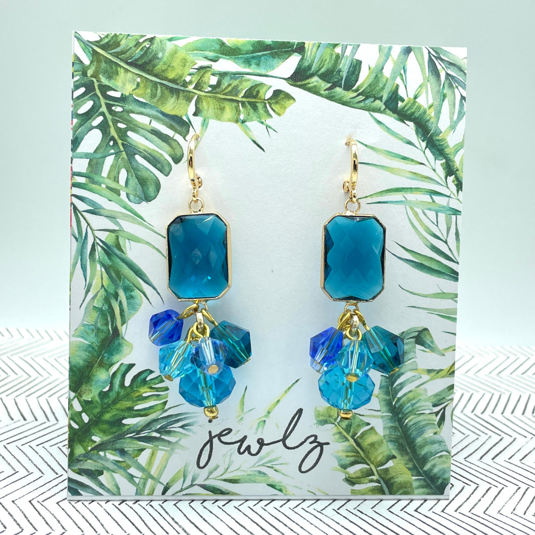 Jewlz Oblong Teal Earrings