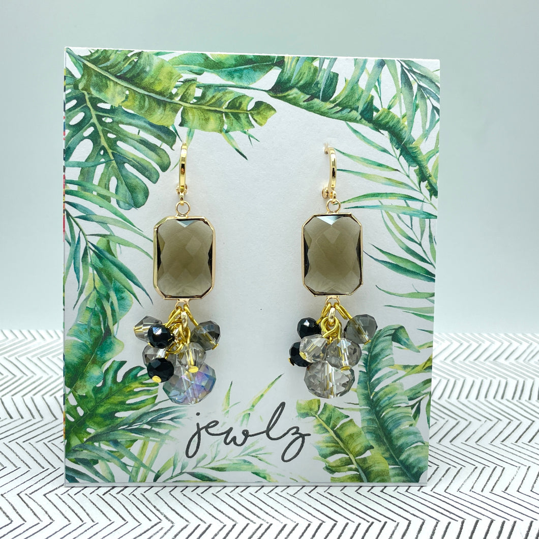 Jewlz Oblong Smokey Grey Earrings
